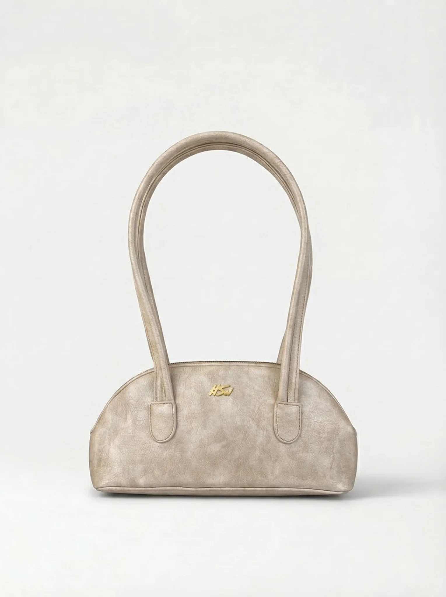 BRANDED BAGUETTE BAG BEIGE