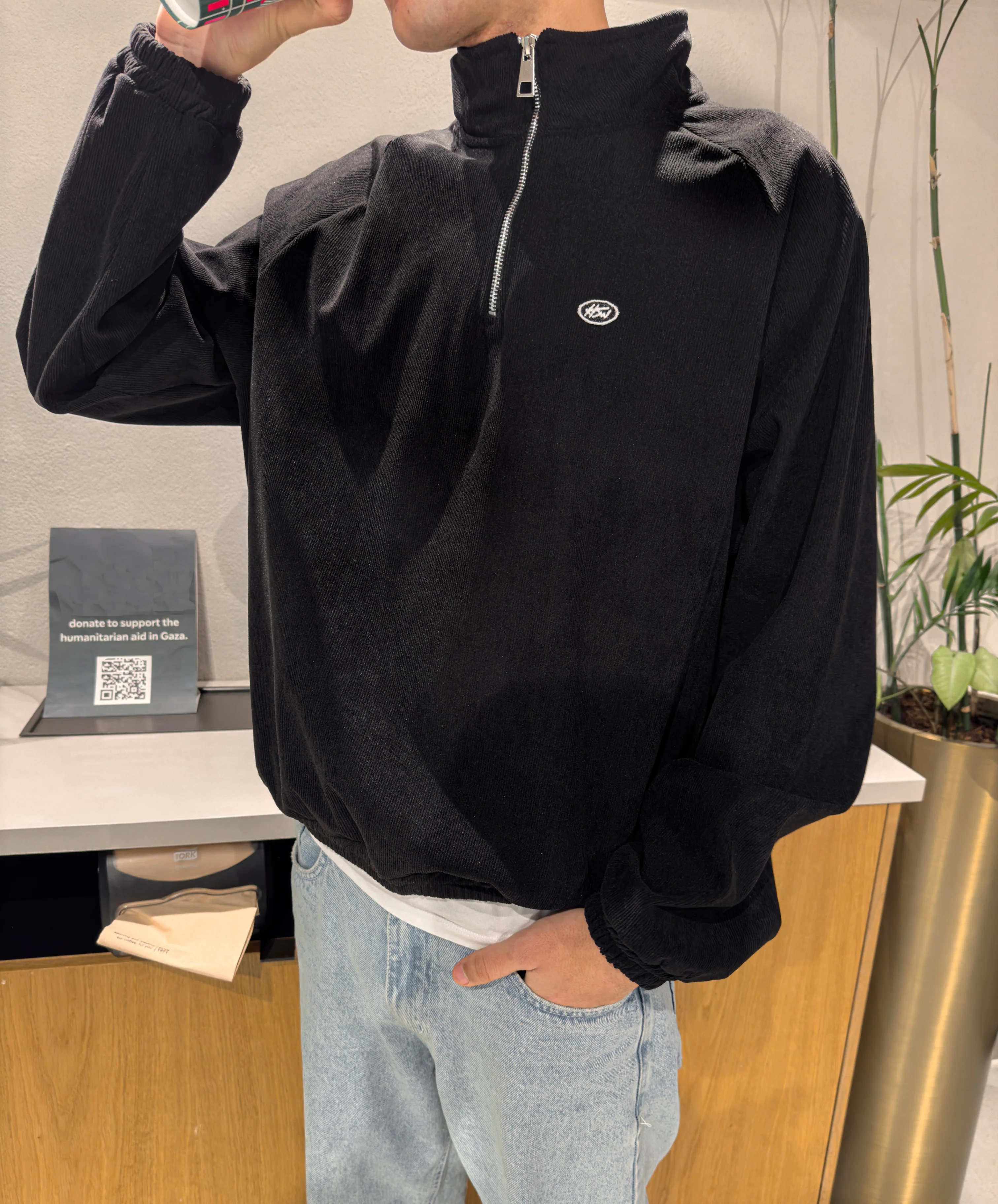 CORDUROY QUARTER-ZIP BLACK - Image 3