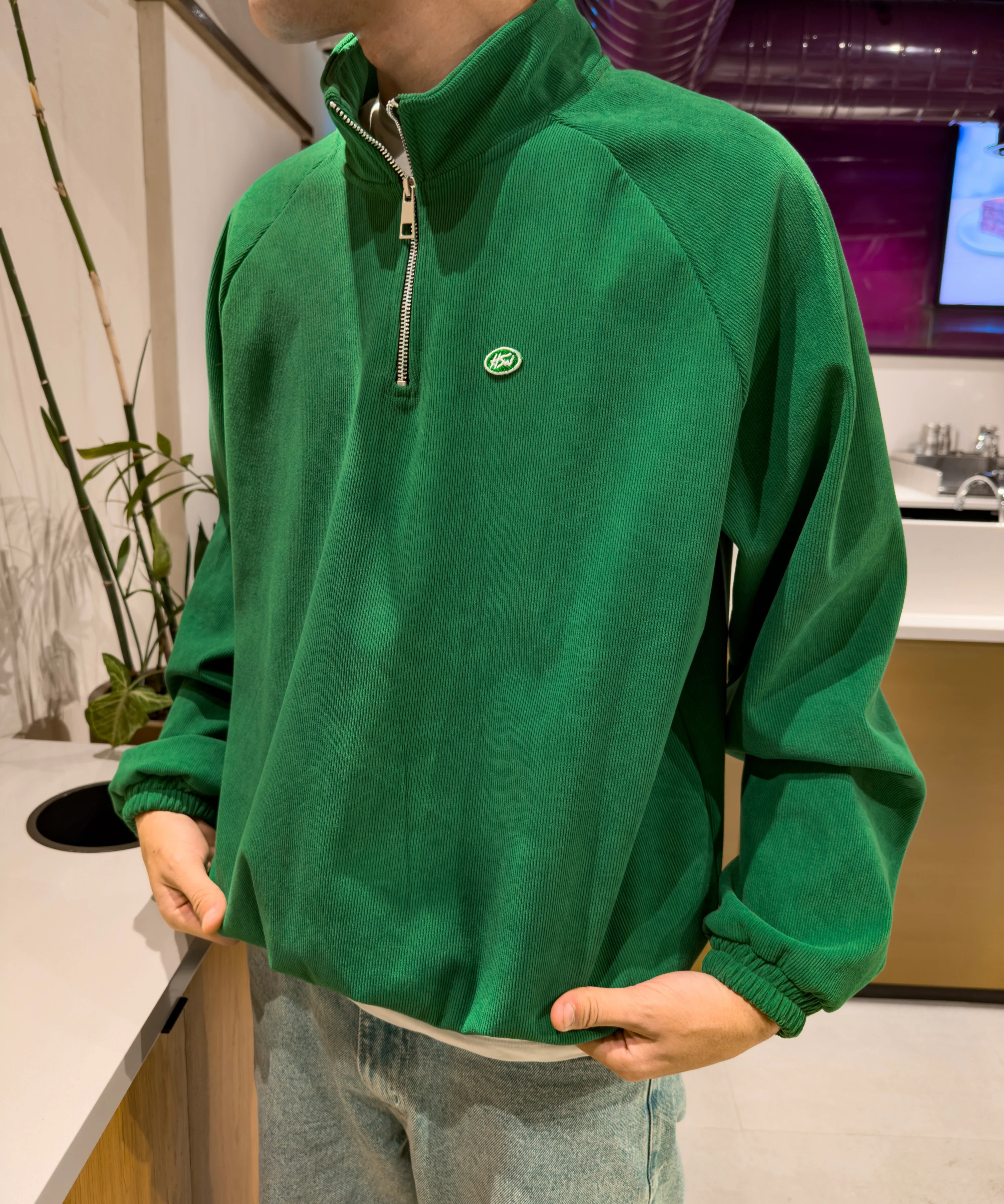 CORDUROY QUARTER-ZIP GREEN - Image 3