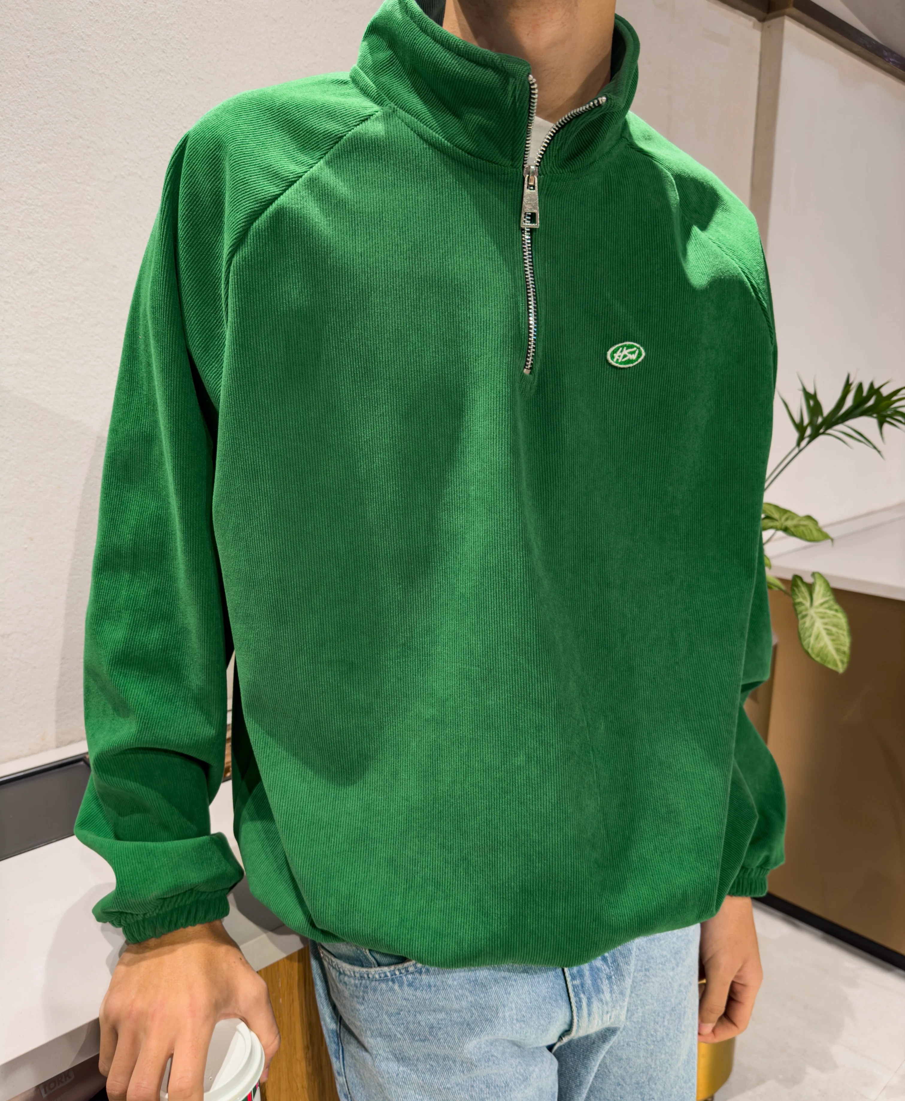 CORDUROY QUARTER-ZIP GREEN - Image 4