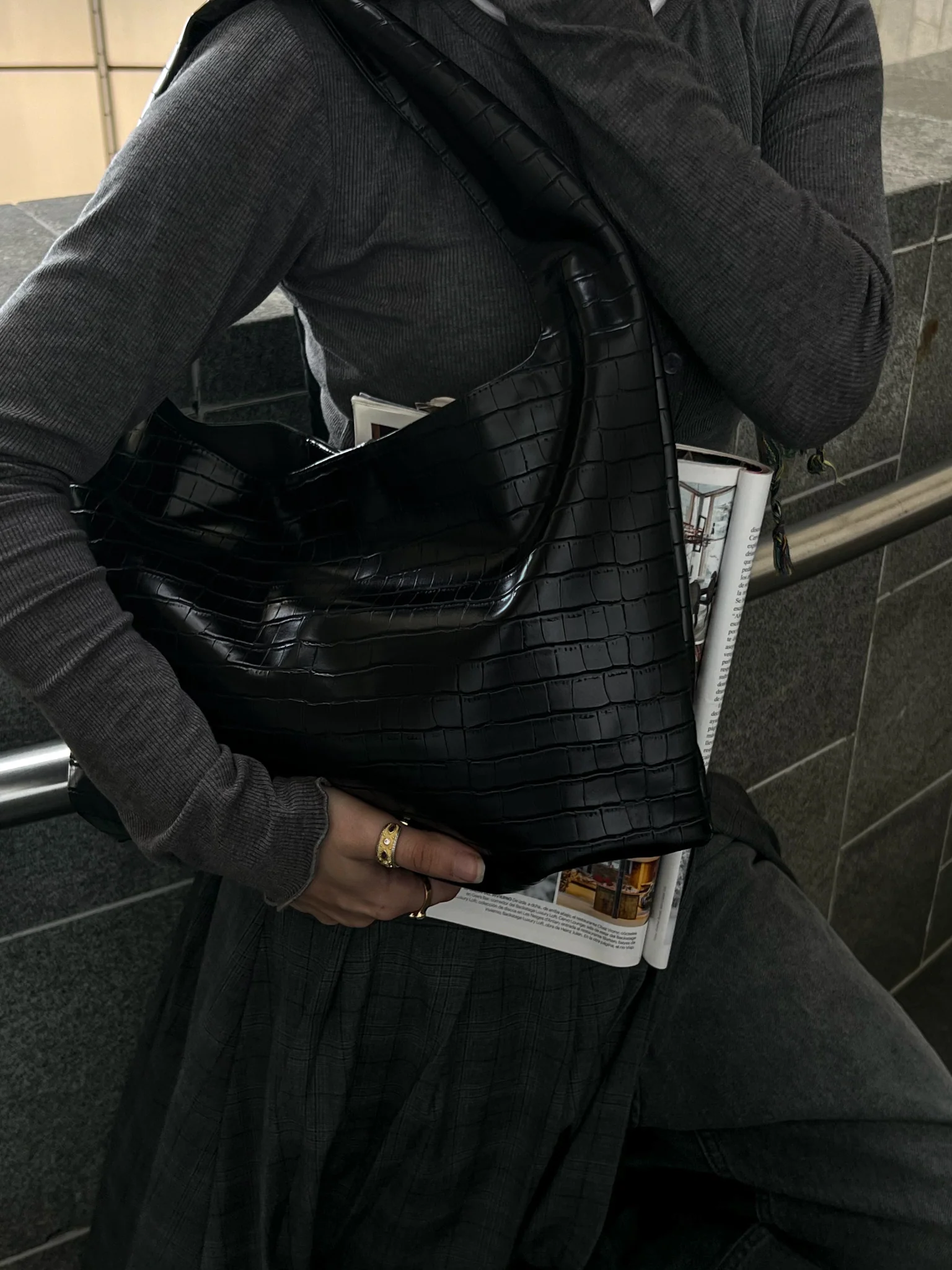 CROCO BAG BLACK