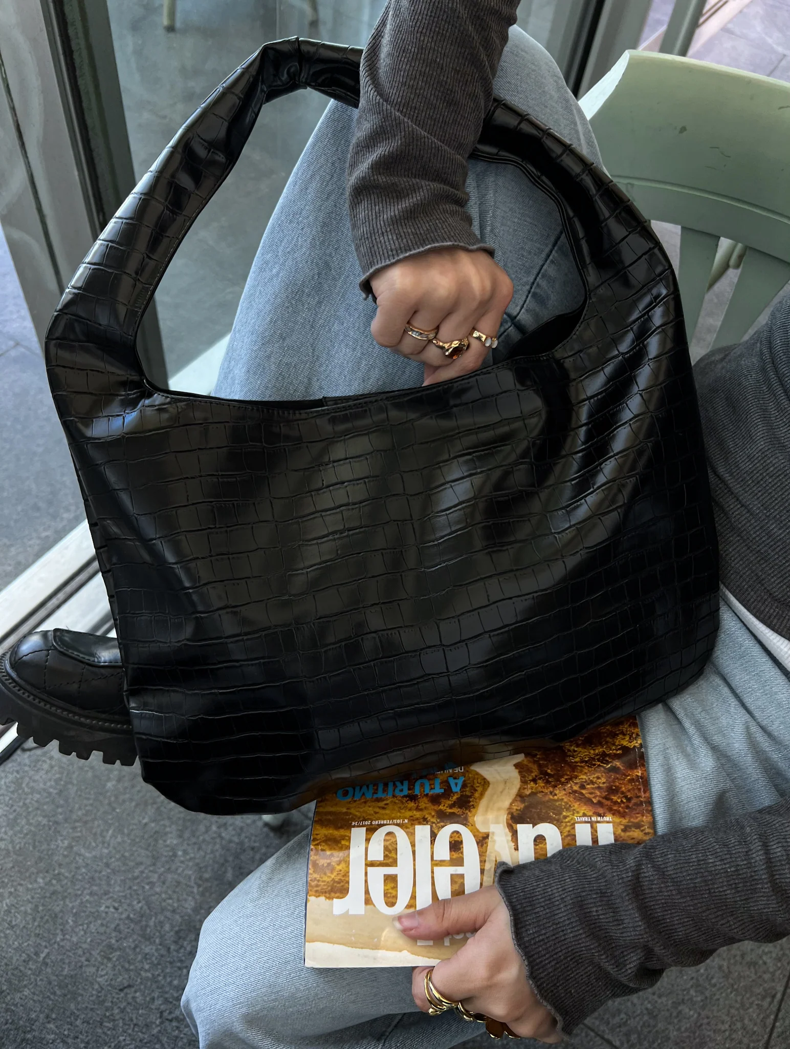 CROCO BAG BLACK - Image 2