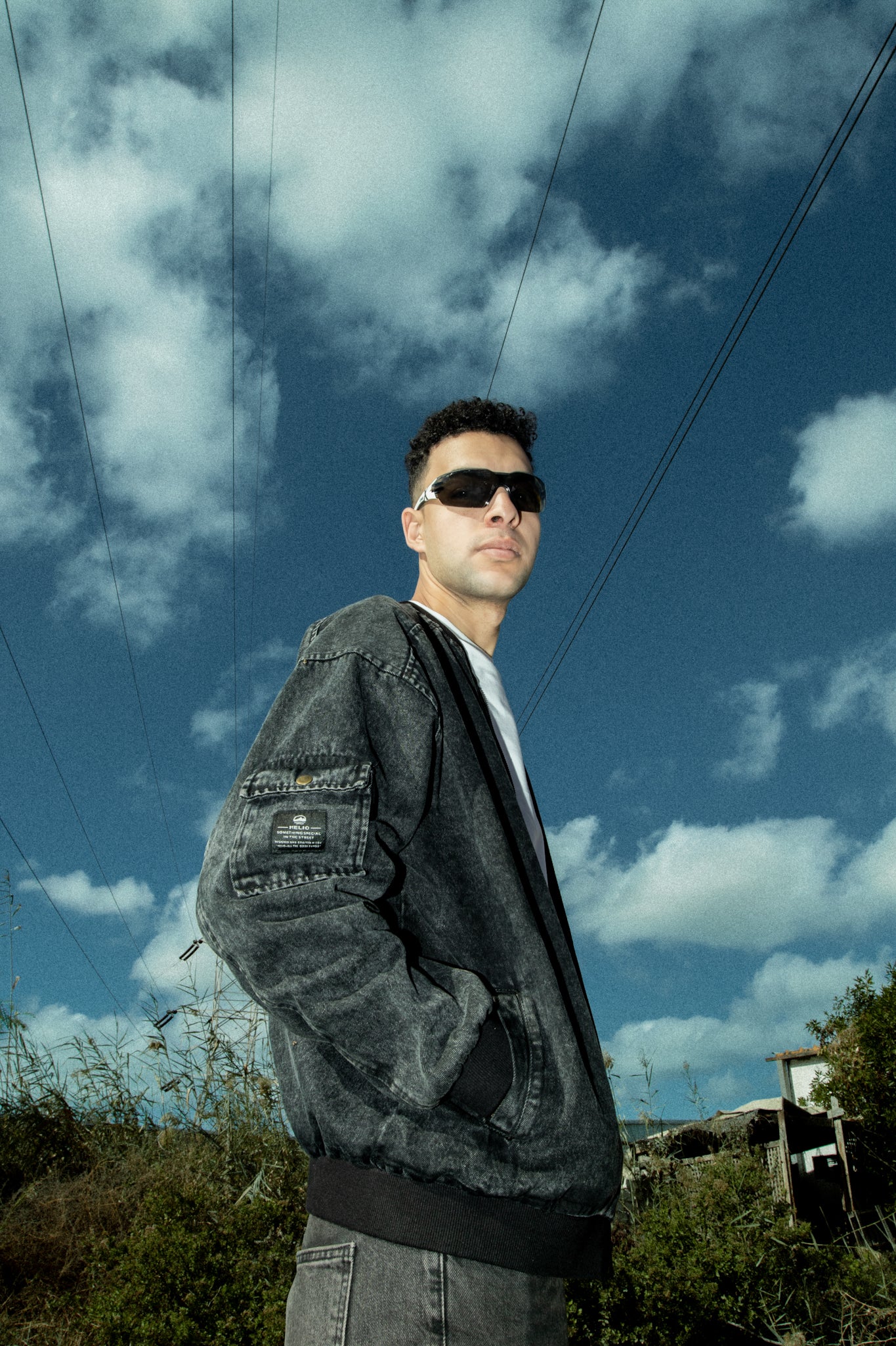 DENIM BOMBER JACKET BLACK - Image 2