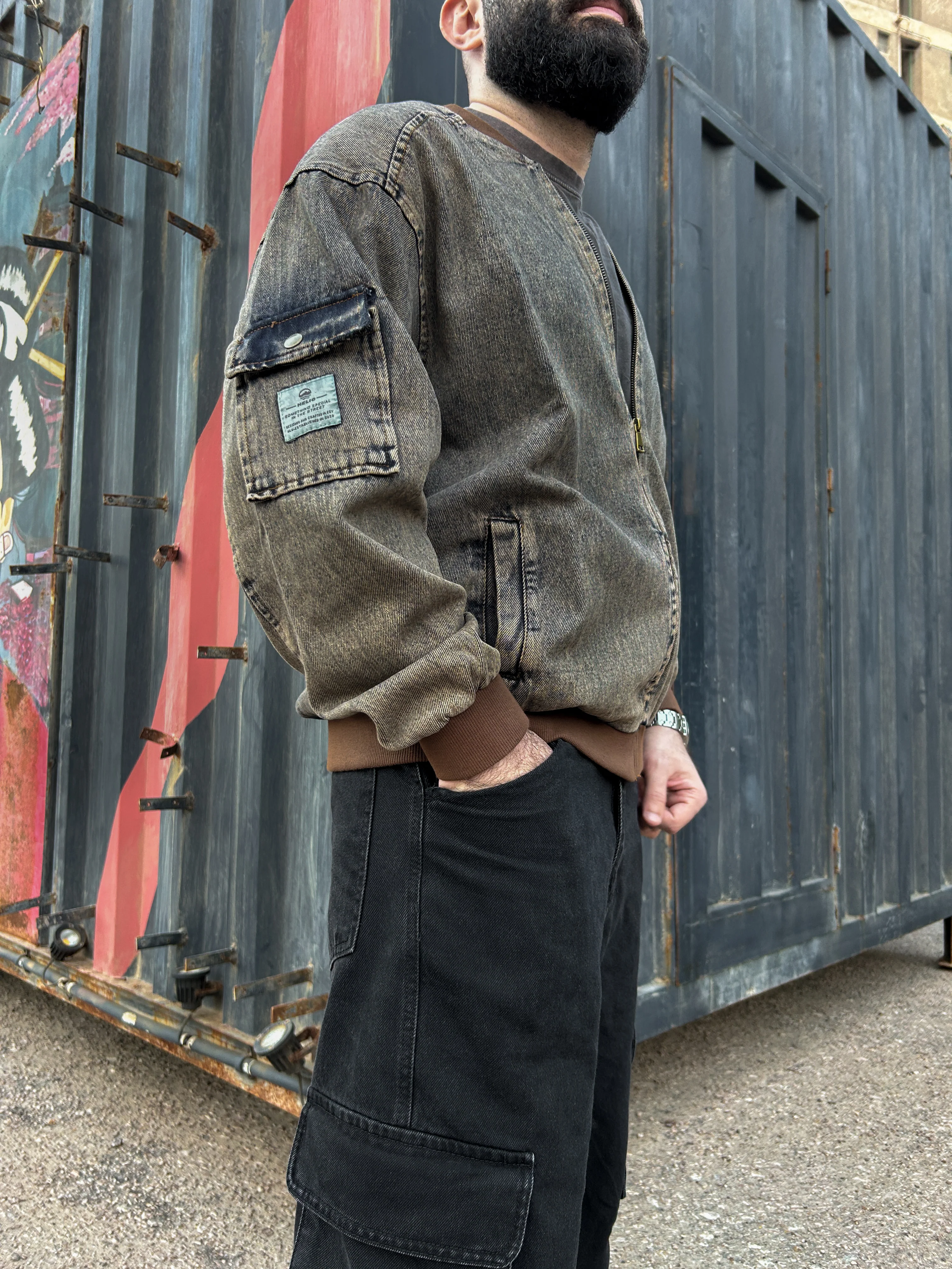 DENIM BOMBER JACKET BRONZE - Image 6