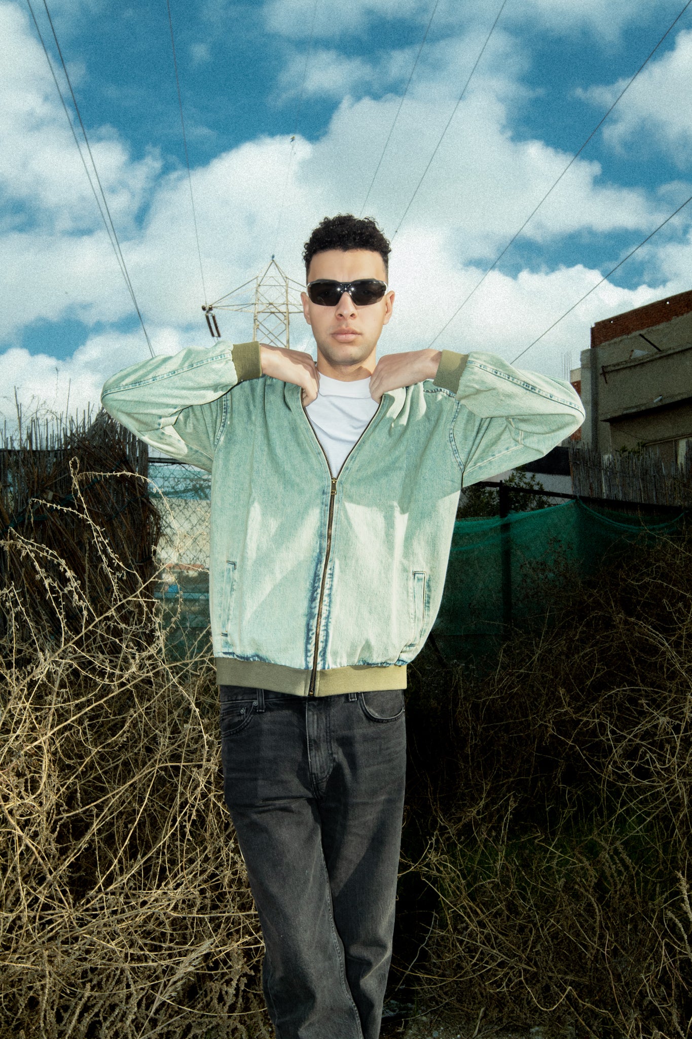 DENIM BOMBER JACKET MINT - Image 3