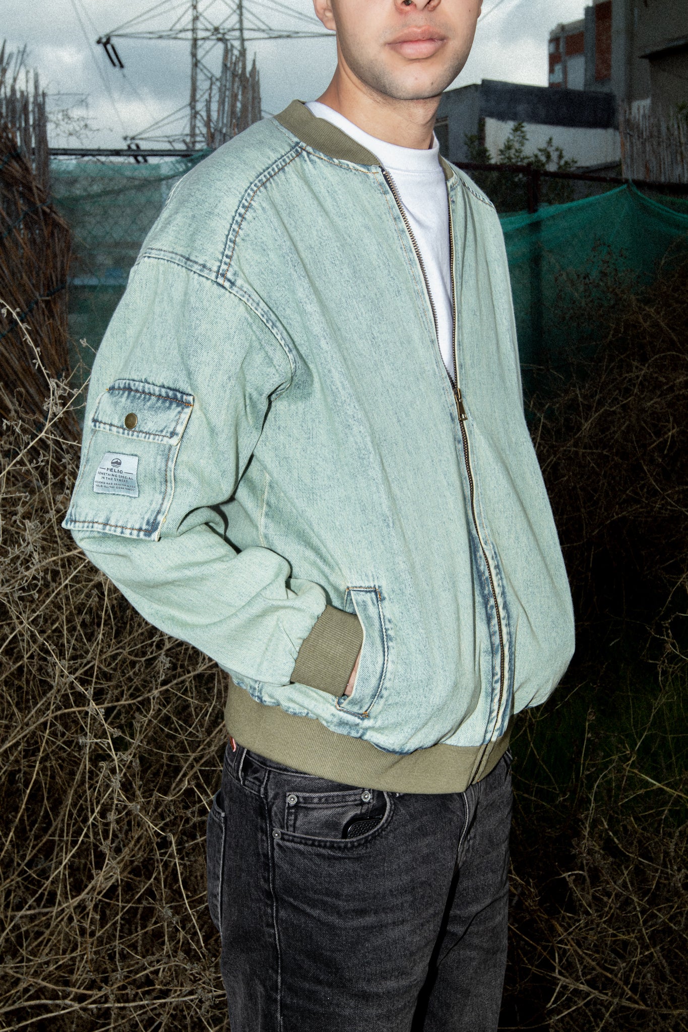 DENIM BOMBER JACKET MINT - Image 5