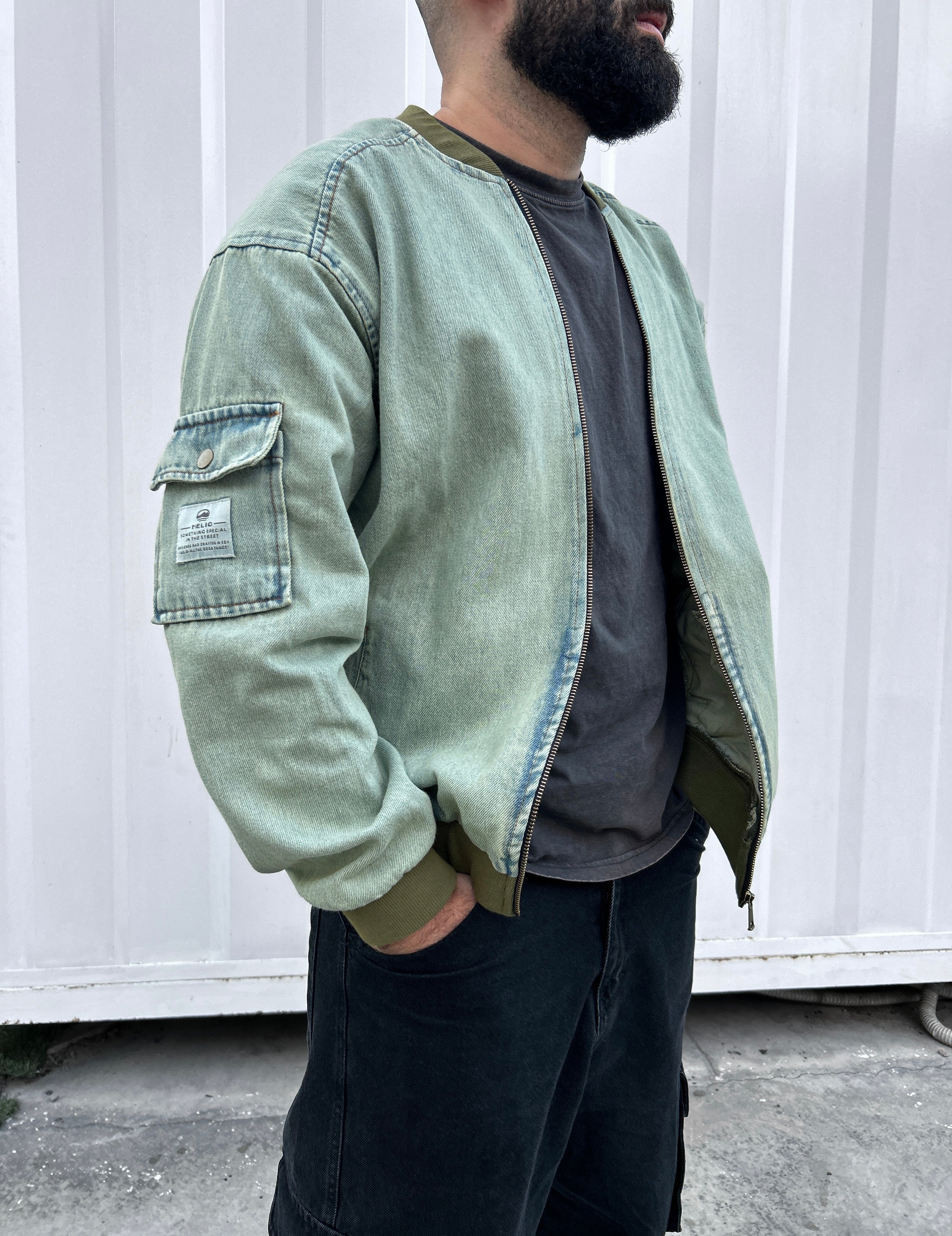 DENIM BOMBER JACKET MINT - Image 6