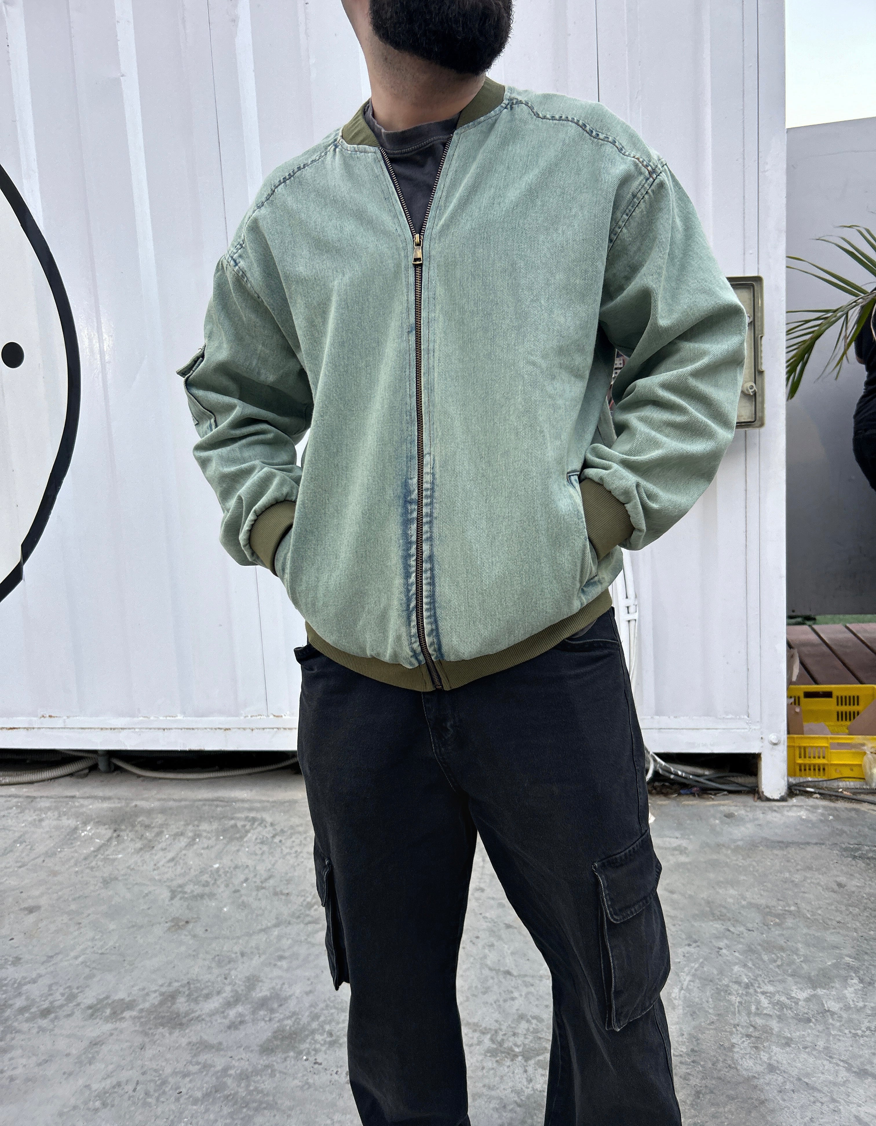 DENIM BOMBER JACKET MINT - Image 7