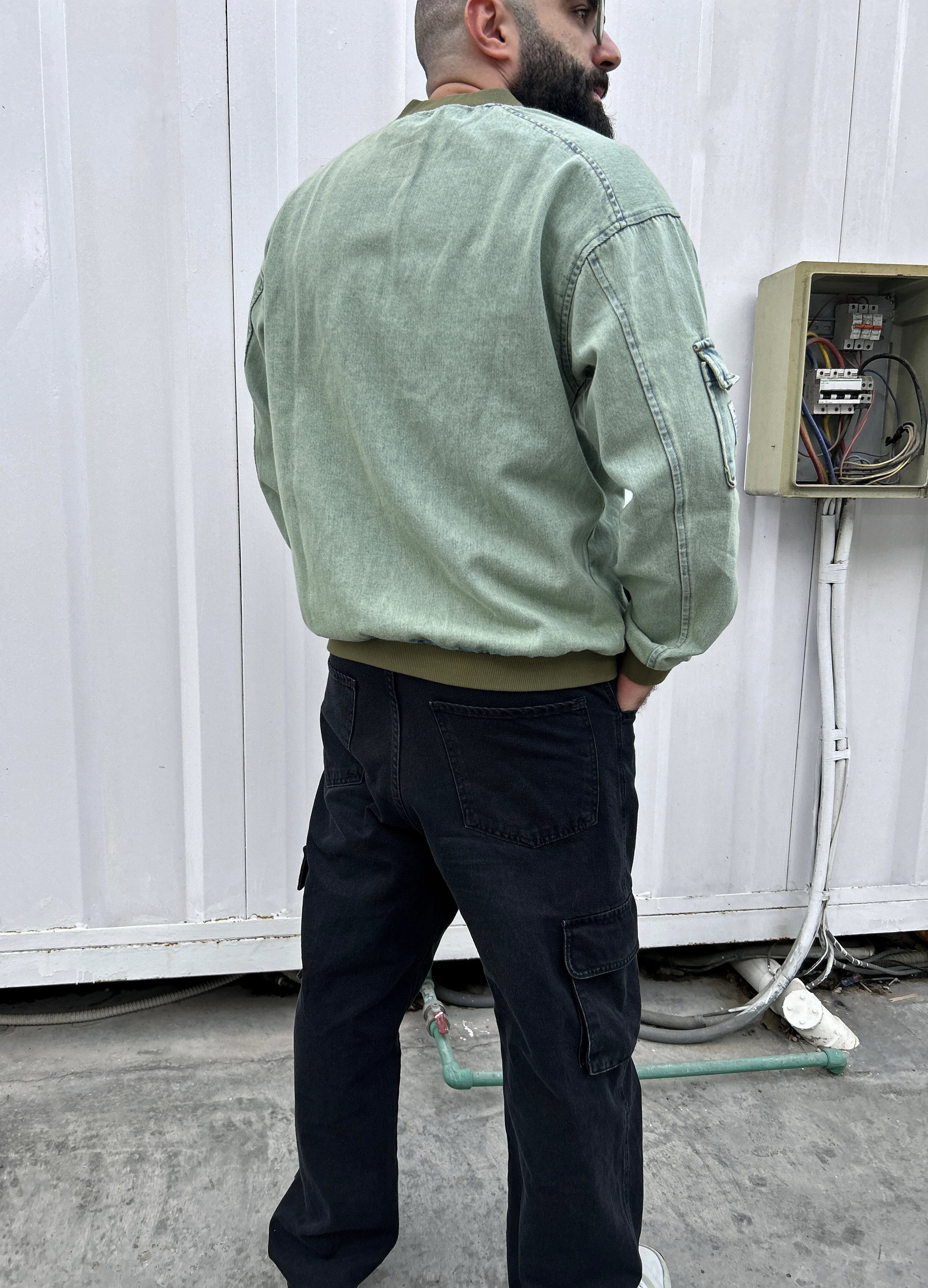 DENIM BOMBER JACKET MINT - Image 9