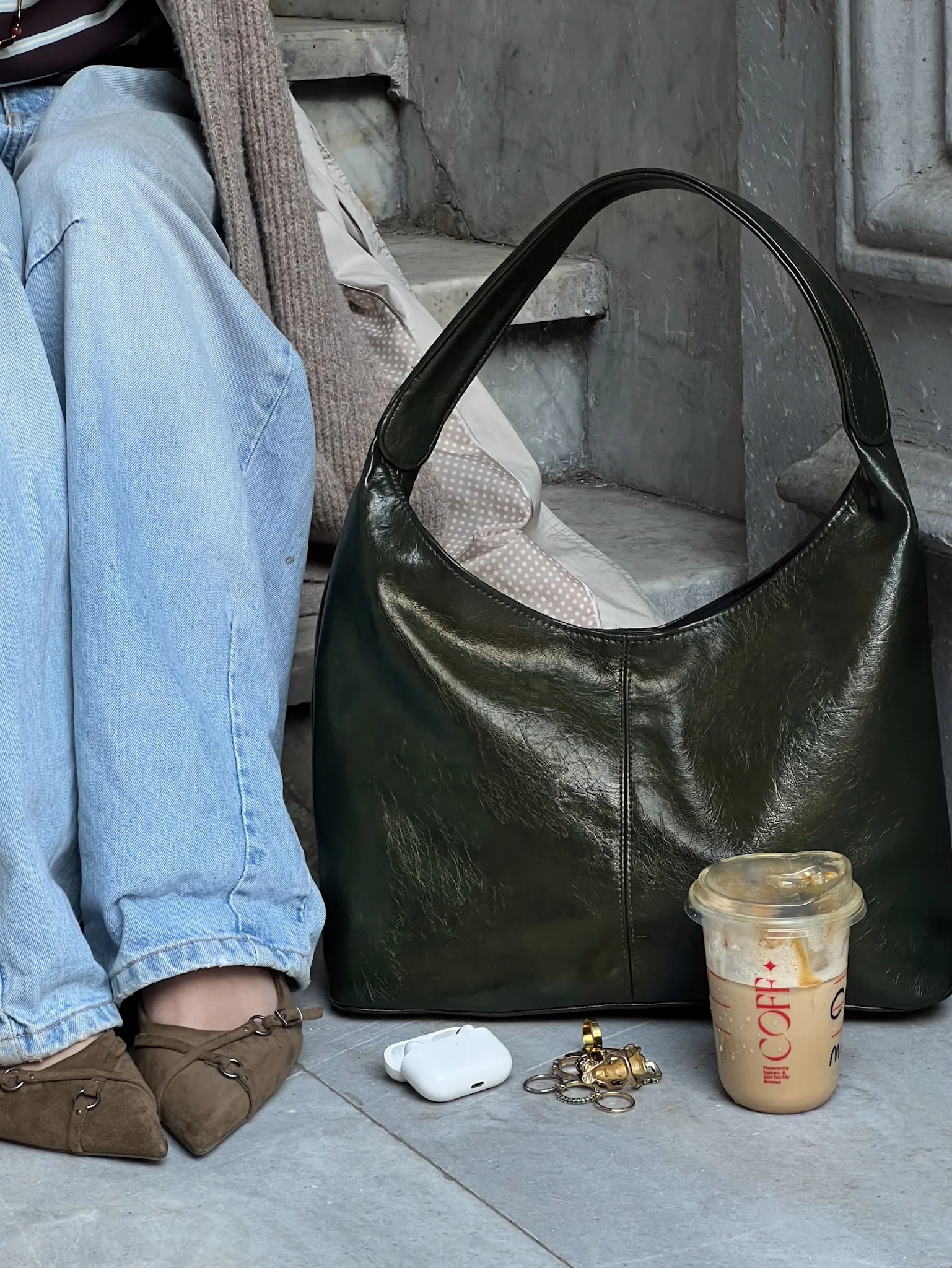 HOBO BAG OLIVE STONE - Image 3