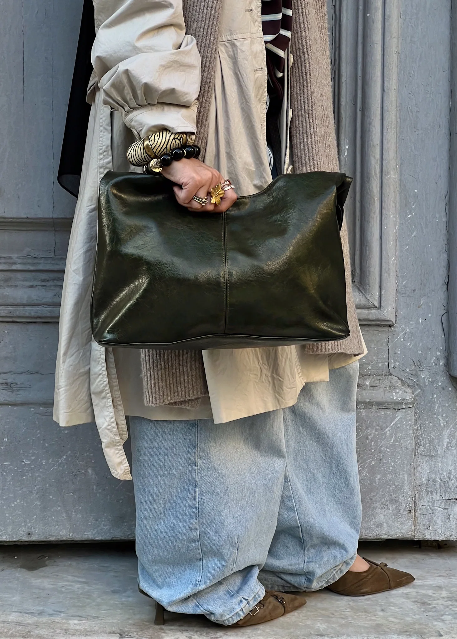 HOBO BAG OLIVE STONE - Image 6